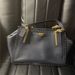 Worn 4 Times - Coach Navy Blue Leather Studded Women's Bag